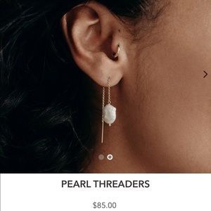 BYCHARI Gold Pearl Threader Earrings NEW